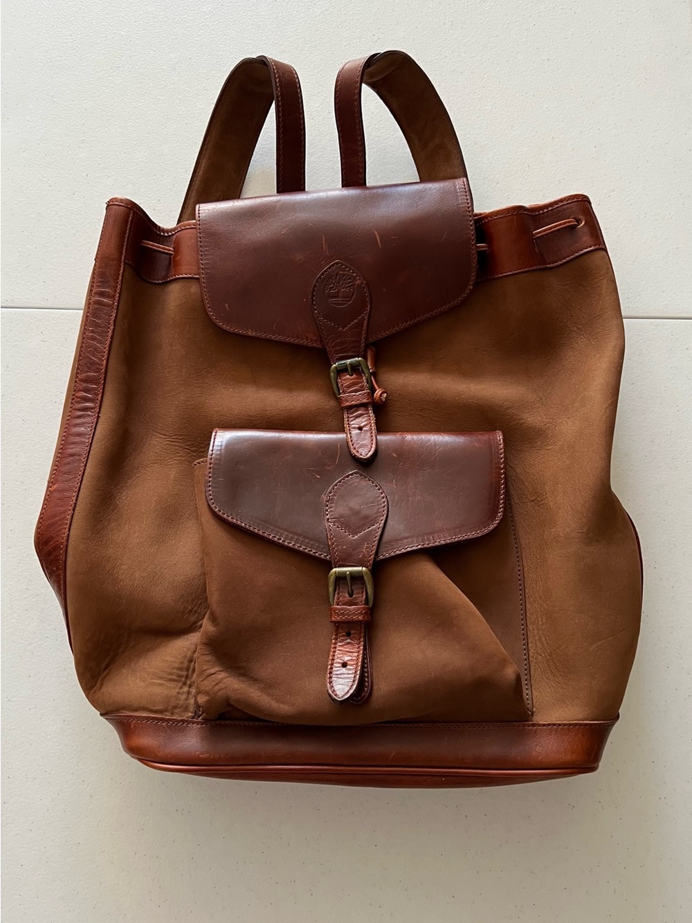 Timberland Two-Tone Brown Leather & Suede Backpack